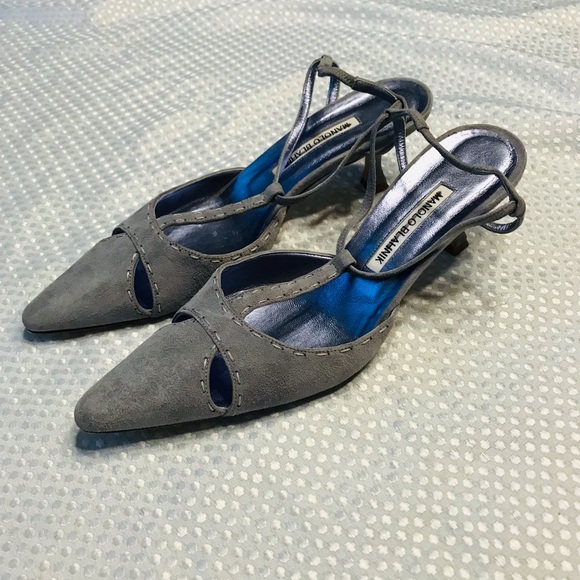 Manolo Blahnik Gray Heels - Picture 1 of 11